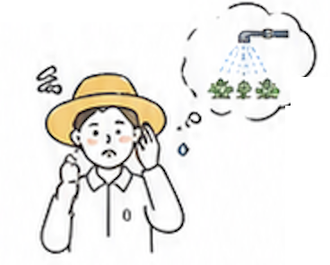水やりを何度も確認して悩む農家のイラスト