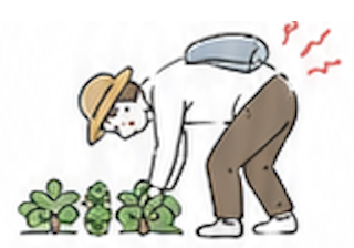低い姿勢で作業する農家のイラスト