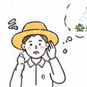 水やりを何度も確認して悩む農家のイラスト