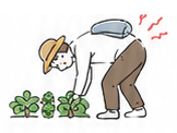 低い姿勢で作業する農家のイラスト